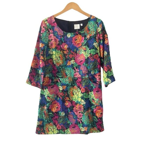 Anthropologie HD In Paris Dress Size M Mini Multicolor Tropical Hawaiian - Picture 1 of 15